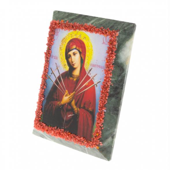 Икона настольная &amp;quot;Семистрельная&amp;quot; камень змеевик 9х7,2х3 см 121445