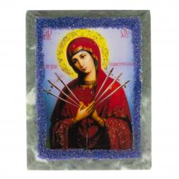 Икона настольная &amp;quot;Семистрельная&amp;quot; камень змеевик 9х7,2х3 см