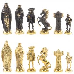Шахматы подарочные "Средневековье" с бронзовыми фигурами 40х40 см