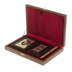 Подарочный набор "Автомобилист" обложка для автодокументов, визитница и ручка с гравюрой Златоуст