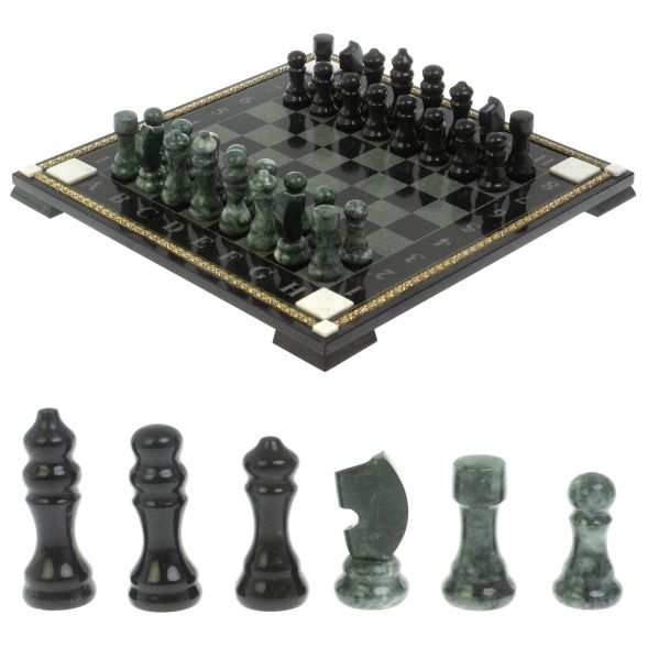 Шахматы &amp;quot;Турнирные&amp;quot; с багетом змеевик гранит 128863