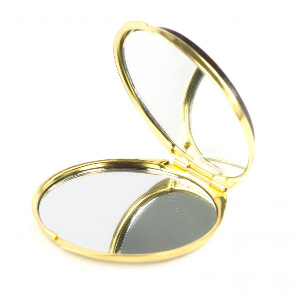 Зеркало карманное круглое с накладкой из яшмы, золотистое 121157