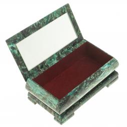 Шкатулка с иллюстрацией &amp;quot;Розы&amp;quot; камень змеевик 17,5х9,5х7,5 см