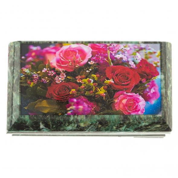 Шкатулка с иллюстрацией &amp;quot;Розы&amp;quot; камень змеевик 17,5х9,5х7,5 см 124018