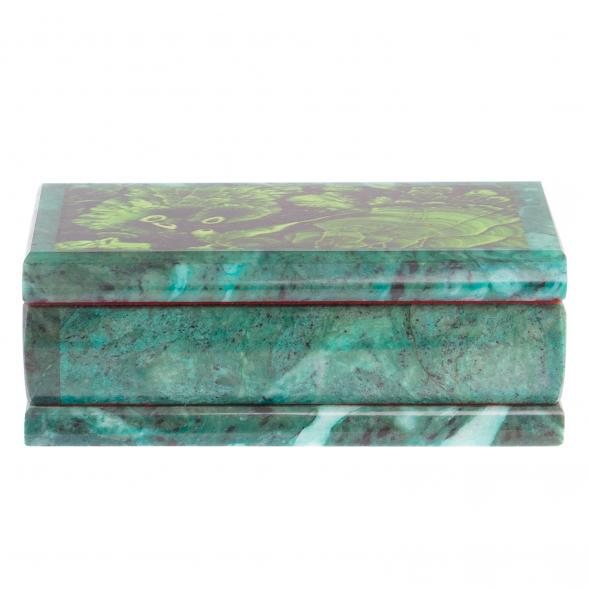 Шкатулка с иллюстрацией под малахит 14х7х5 см 125054
