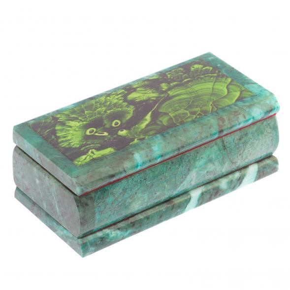 Шкатулка с иллюстрацией под малахит 14х7х5 см 125054