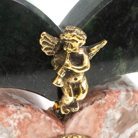 Часы &amp;quot;Сердце с ангелом&amp;quot; мрамор змеевик 116670