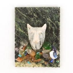 Магнит &amp;quot;Голова волка&amp;quot; змеевик мрамолит