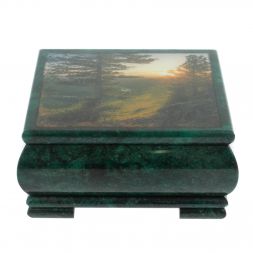 Шкатулка &amp;quot;Закат&amp;quot; из змеевика 18х18х8 см