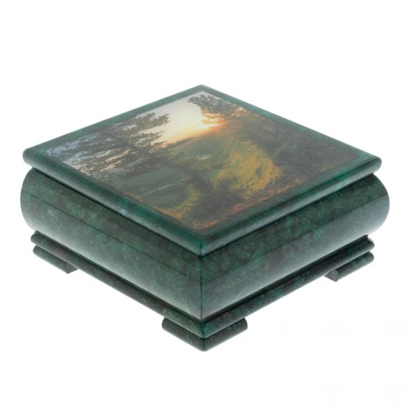 Шкатулка &amp;quot;Закат&amp;quot; из змеевика 18х18х8 см 128341