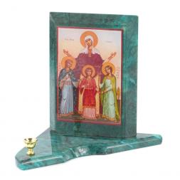 Икона с подсвечником Вера, Надежда, Любовь  и мать их София средняя 12х12х13 см
