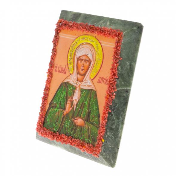 Икона настольная &amp;quot;Святая Матрона&amp;quot; камень змеевик 9х7,2х3 см 121447