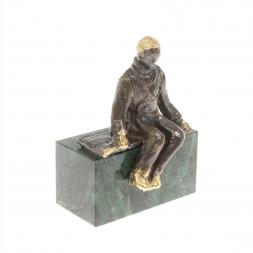 Статуэтка &quot;Монтажник&quot; змеевик бронза 6х3х7,5 см