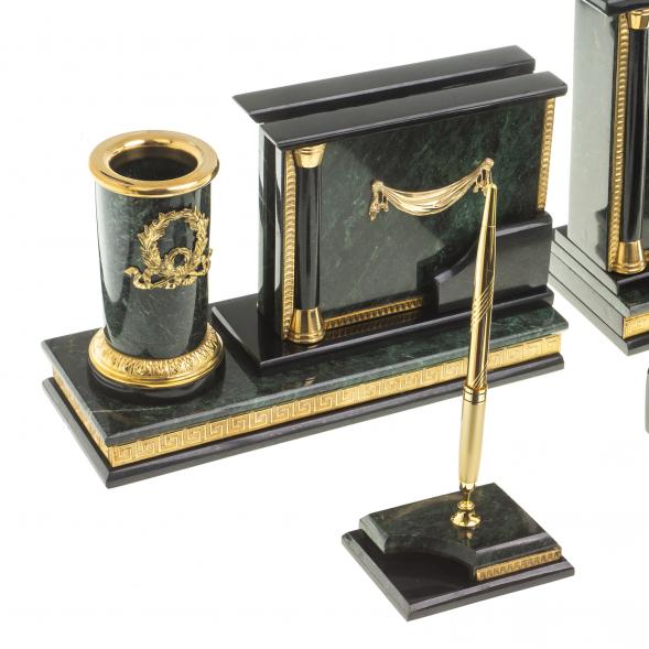 Письменный набор из змеевика &amp;quot;Цезарь&amp;quot; с лотком А4 122209