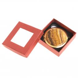 Зеркало круглое из камня оникс цвет золото