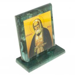 Икона &amp;quot;Серафим Саровский&amp;quot; змеевик 11,5х4,5х12 см