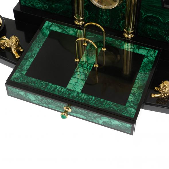 Письменный набор &amp;quot;Президентский&amp;quot; из малахита с лампой 116477