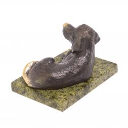 Статуэтка из бронзы &amp;quot;Гончая лежит&amp;quot; змееевик 8,5х6х5,5 см