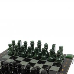 Шахматы с гравировкой &amp;quot;Турнирные&amp;quot; доска 42х42 см нефрит, габбро