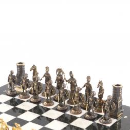 Шахматы подарочные "Спарта" из мрамора бронзы 40х40 см