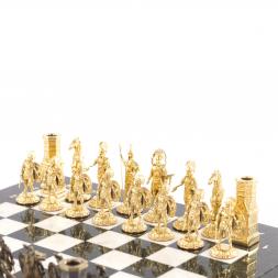 Шахматы подарочные "Спарта" из мрамора бронзы 40х40 см