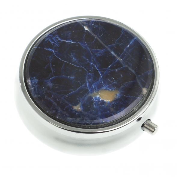 Таблетница на 3 отсека камень содалит цвет серебро 123214