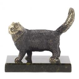 Статуэтка из бронзы на подставке из змеевика &amp;quot;Кот&amp;quot;