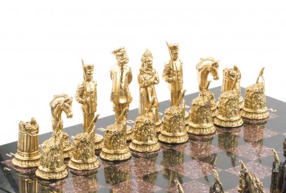 Шахматы подарочные &amp;quot;Деревенские&amp;quot; фигуры бронза, доска камень 40х40 см 120036