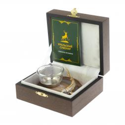 Икорница на агате &amp;quot;Стерлядка&amp;quot; Златоуст