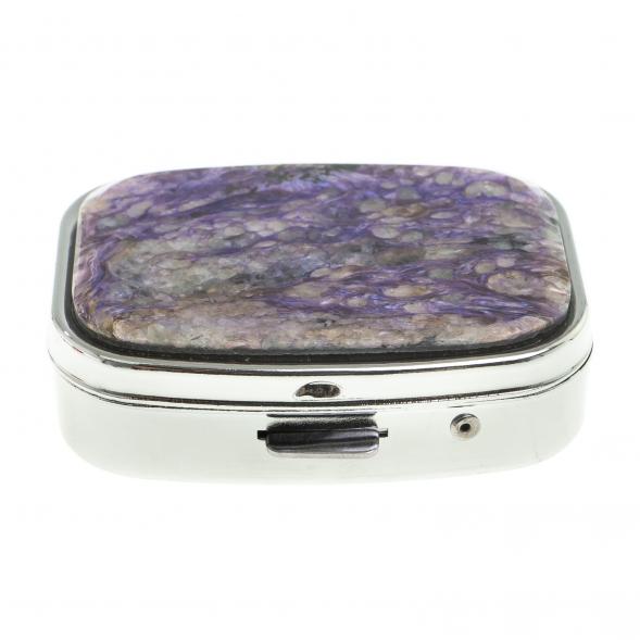 Таблетница на 2 отделения камень чароит 124116