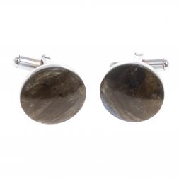 Запонки камень лабрадор круглые
