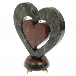 Декоративные часы «Сердце с ангелом» камень змеевик мрамор
