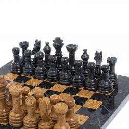 Шахматы &amp;quot;Шах и мат&amp;quot; из мрамора и ракушечника доска 25х25 см (6)