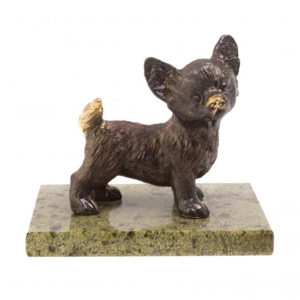 Статуэтка из бронзы &amp;quot;Чихуахуа&amp;quot; змеевик 126547