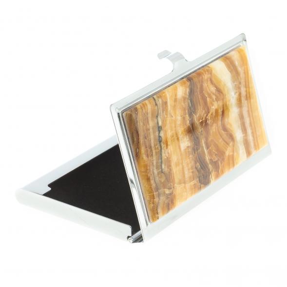 Карманная визитница из камня медовый оникс цвет серебро 122428