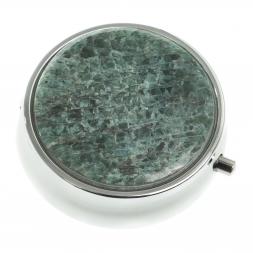 Таблетница на 3 отсека камень зеленый апатит цвет серебро