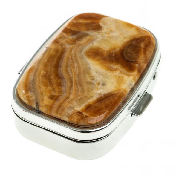 Таблетница на 2 отделения камень оникс цвет серебро 124119