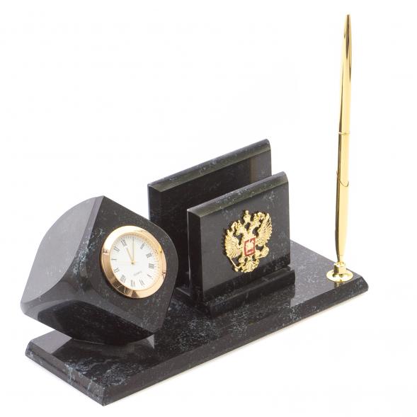 Мини-набор Куб с визитницей из черного змеевика 124590