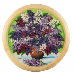 Панно из каменной крошки &amp;quot;Букет сирени&amp;quot; на настенной тарелке 50 см