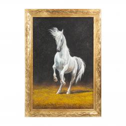 Картина из каменной крошки "Жеребец на дыбах" багет 49х69 см