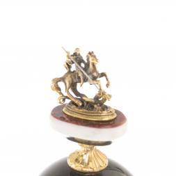 Канцелярский набор с визитницей &amp;quot;Георгий Победоносец&amp;quot; змеевик красный