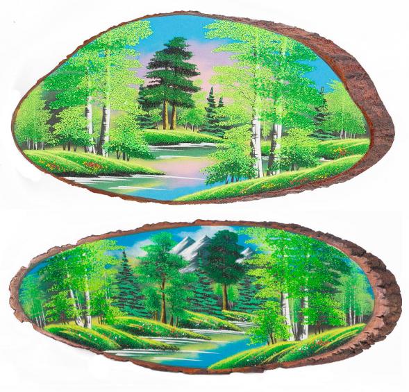 Панно на срезе дерева &amp;quot;Лето&amp;quot; горизонтальное 90-95 см каменная крошка 111081