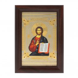 Икона гравюра &amp;quot;Спаситель&amp;quot; багет 12,5х17,5х1 см Златоуст