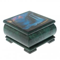 Шкатулка &amp;quot;Водопад&amp;quot; из змеевика 13х13х8 см