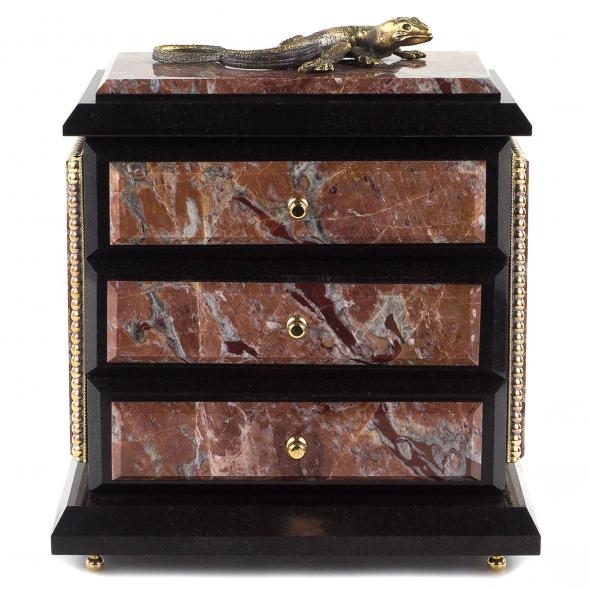 Ларец для украшений &amp;quot;Комод&amp;quot; с ящерицей из бронзы креноид 120881