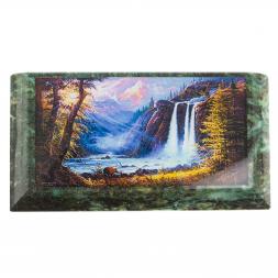 Шкатулка с иллюстрацией &amp;quot;Медведь у водопада&amp;quot; камень змеевик 17,5х9,5х7,5 см