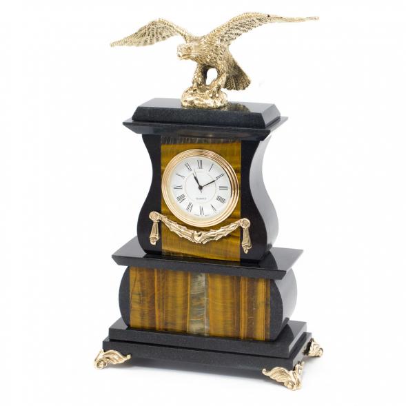 Декоративные часы &amp;quot;Орел&amp;quot; камень тигровый глаз бронза 115048