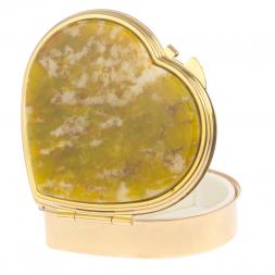 Таблетница &amp;quot;Сердце&amp;quot; на 3 отделения камень офит благородный цвет золото