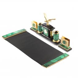 Настольный набор &amp;quot;Орел&amp;quot; с бюваром из малахита