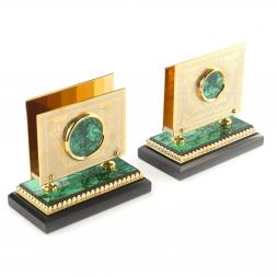 Настольный набор &amp;quot;Орел&amp;quot; с бюваром из малахита